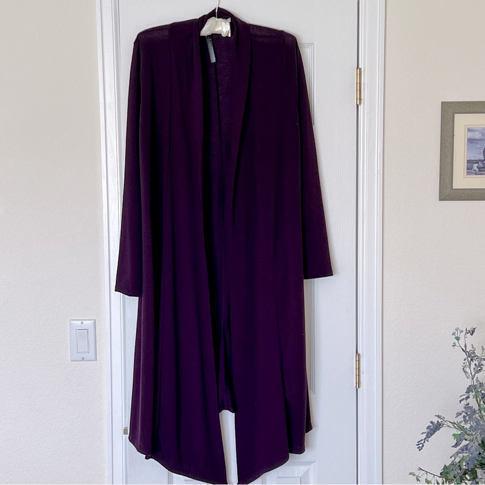 Rags & Couture Long Duster Open Front Purple Cardigan Size 1X